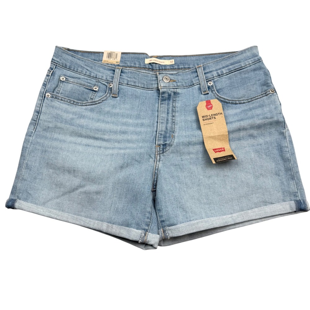 Levis Mid Length Shorts Womens 16 W33 Light Wash Denim Sculpt Hypersoft